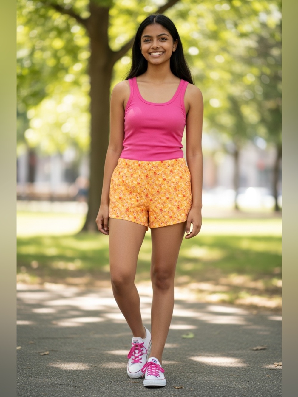 Columbia Sandy River II Hibiscus Print Orange Athletic Shorts for Women XL NWT